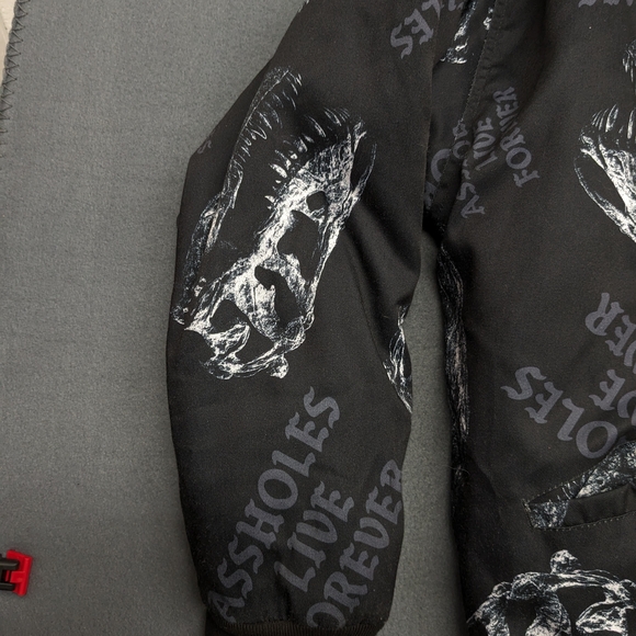 Aholes Live Forever Black Skull Graphic Men's Jacket Size XL - Picture 3 of 13